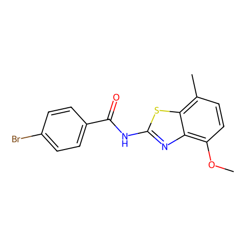 4-bromo-N-(4-methoxy-7-methyl-1,3-benzothiazol-2-yl)benzamide structure