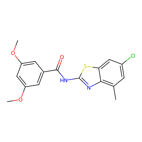 N-(6-chloro-4-methyl-1,3-benzothiazol-2-yl)-3,5-dimethoxybenzamide structure