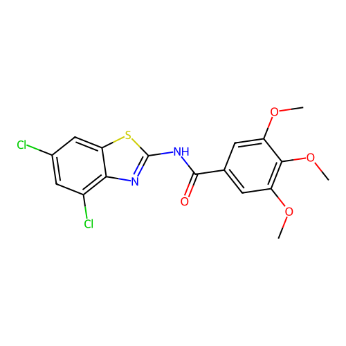 N-(4,6-dichlorobenzo[d]thiazol-2-yl)-3,4,5-trimethoxybenzamide structure