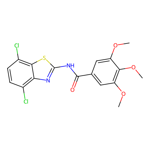 N-(4,7-dichloro-1,3-benzothiazol-2-yl)-3,4,5-trimethoxybenzamide structure