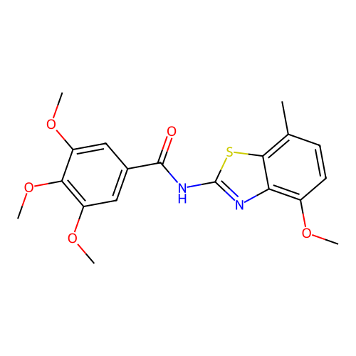 3,4,5-trimethoxy-N-(4-methoxy-7-methyl-1,3-benzothiazol-2-yl)benzamide structure