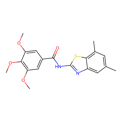N-(5,7-dimethyl-1,3-benzothiazol-2-yl)-3,4,5-trimethoxybenzamide structure