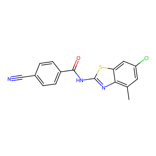 N-(6-chloro-4-methyl-1,3-benzothiazol-2-yl)-4-cyanobenzamide structure