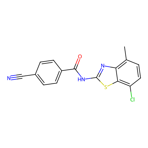 N-(7-chloro-4-methyl-1,3-benzothiazol-2-yl)-4-cyanobenzamide structure