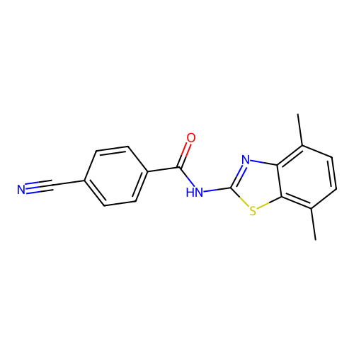 4-cyano-N-(4,7-dimethyl-1,3-benzothiazol-2-yl)benzamide structure