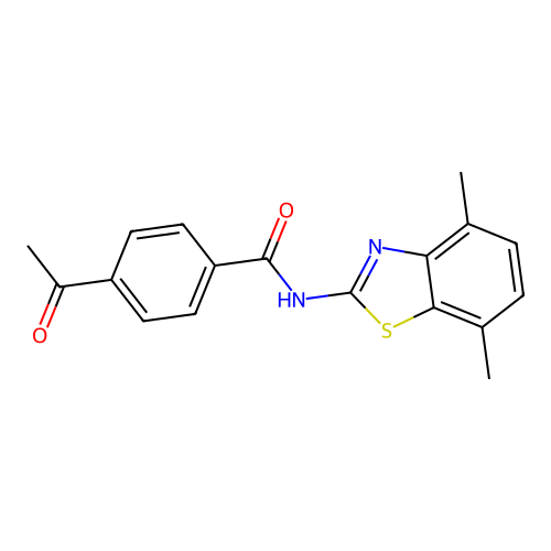 4-acetyl-N-(4,7-dimethyl-1,3-benzothiazol-2-yl)benzamide structure
