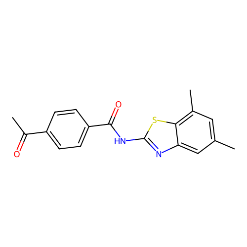 4-acetyl-N-(5,7-dimethyl-1,3-benzothiazol-2-yl)benzamide structure