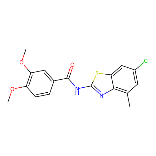 N-(6-chloro-4-methyl-1,3-benzothiazol-2-yl)-3,4-dimethoxybenzamide structure
