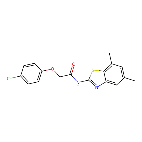 2-(4-chlorophenoxy)-N-(5,7-dimethyl-1,3-benzothiazol-2-yl)acetamide structure