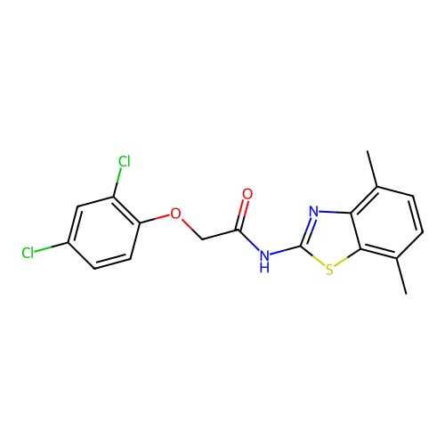 2-(2,4-dichlorophenoxy)-N-(4,7-dimethyl-1,3-benzothiazol-2-yl)acetamide structure