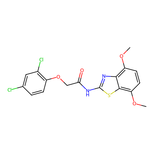 2-(2,4-dichlorophenoxy)-N-(4,7-dimethoxy-1,3-benzothiazol-2-yl)acetamide structure