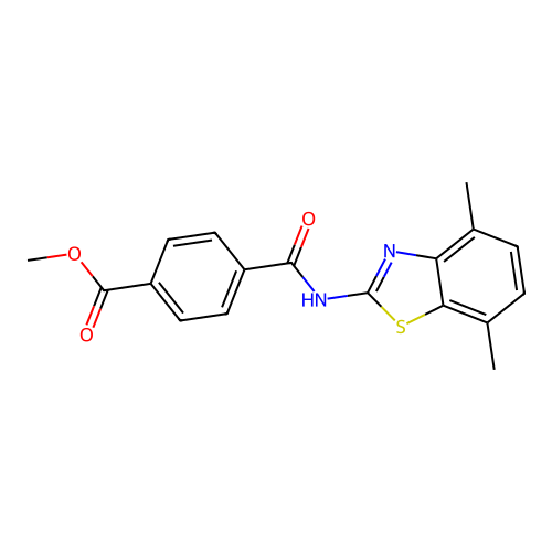 Methyl 4-[(4,7-dimethyl-1,3-benzothiazol-2-yl)carbamoyl]benzoate structure