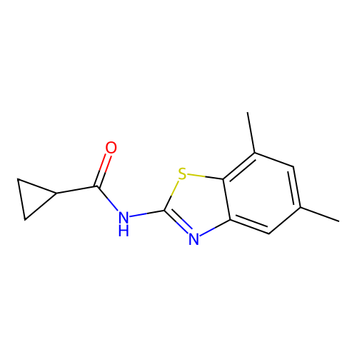 N-(5,7-dimethyl-1,3-benzothiazol-2-yl)cyclopropanecarboxamide structure