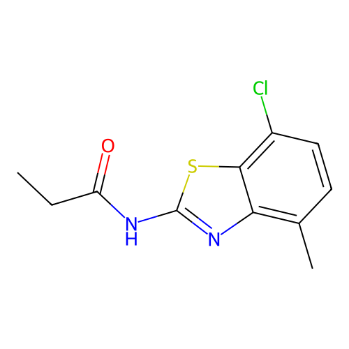 N-(7-chloro-4-methyl-1,3-benzothiazol-2-yl)propanamide structure
