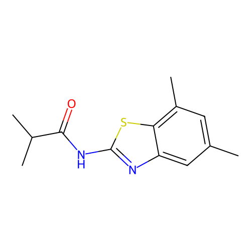 N-(5,7-dimethyl-1,3-benzothiazol-2-yl)-2-methylpropanamide structure
