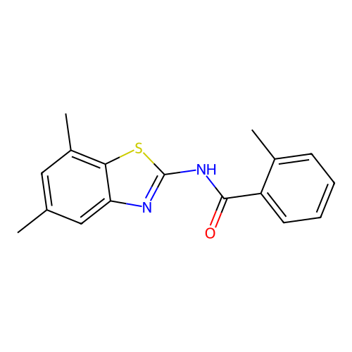 N-(5,7-dimethyl-1,3-benzothiazol-2-yl)-2-methylbenzamide structure