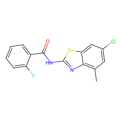 N-(6-chloro-4-methyl-1,3-benzothiazol-2-yl)-2-fluorobenzamide structure