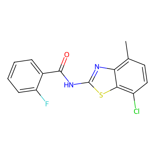 N-(7-chloro-4-methyl-1,3-benzothiazol-2-yl)-2-fluorobenzamide structure