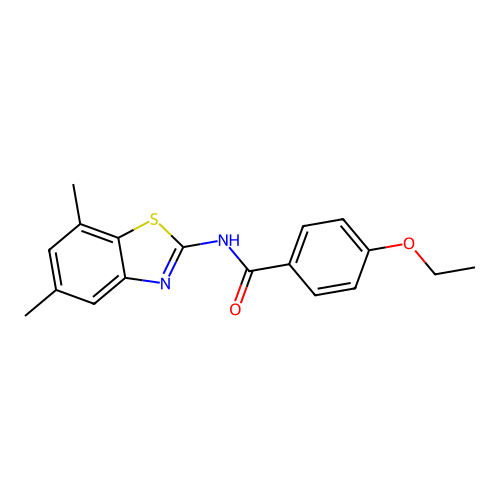 N-(5,7-dimethyl-1,3-benzothiazol-2-yl)-4-ethoxybenzamide structure