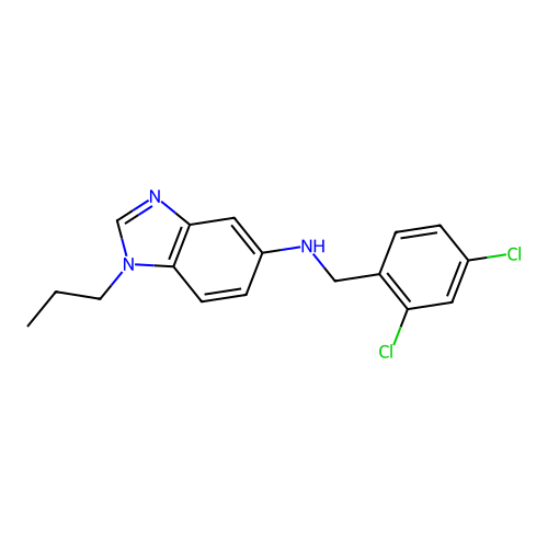 N-[(2,4-dichlorophenyl)methyl]-1-propylbenzimidazol-5-amine structure