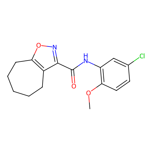 N-(5-chloro-2-methoxyphenyl)-5,6,7,8-tetrahydro-4H-cyclohepta[d][1,2]oxazole-3-carboxamide structure