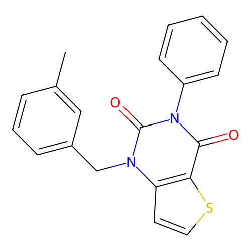 1-(3-methylbenzyl)-3-phenylthieno[3,2-d]pyrimidine-2,4(1H,3H)-dione structure