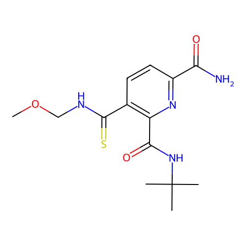 2-N-tert-butyl-3-(methoxymethylcarbamothioyl)pyridine-2,6-dicarboxamide structure