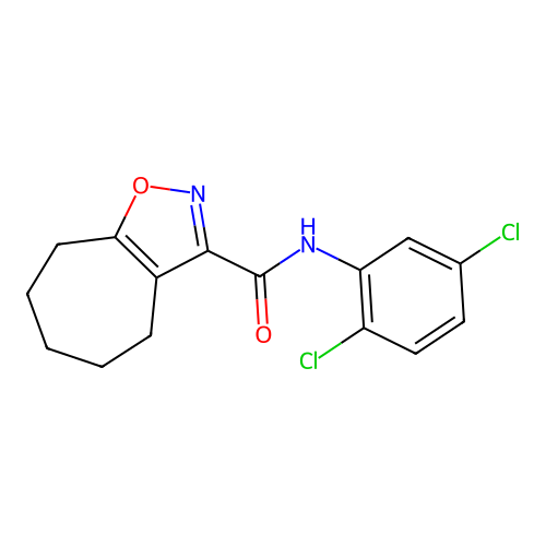 N-(2,5-dichlorophenyl)-5,6,7,8-tetrahydro-4H-cyclohepta[d][1,2]oxazole-3-carboxamide structure