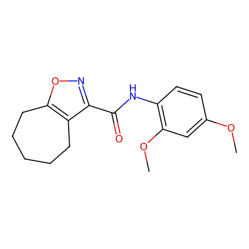 N-(2,4-dimethoxyphenyl)-5,6,7,8-tetrahydro-4H-cyclohepta[d][1,2]oxazole-3-carboxamide structure