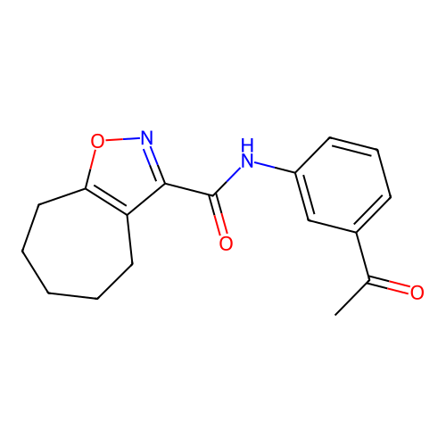 N-(3-acetylphenyl)-5,6,7,8-tetrahydro-4H-cyclohepta[d][1,2]oxazole-3-carboxamide structure