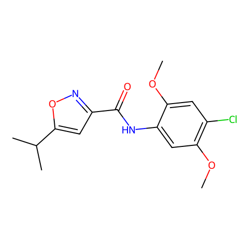 N-(4-chloro-2,5-dimethoxyphenyl)-5-(propan-2-yl)-1,2-oxazole-3-carboxamide structure