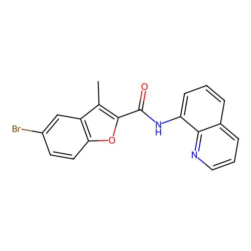 5-bromo-3-methyl-N-(quinolin-8-yl)-1-benzofuran-2-carboxamide structure
