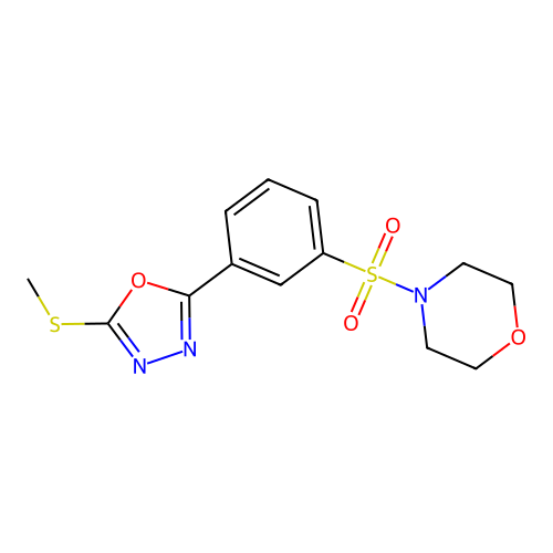 4-{[3-(5-Methylthio-1,3,4-oxadiazol-2-yl)phenyl]sulfonyl}morpholine structure