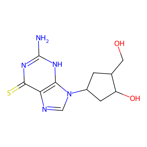 2-amino-9-[3-hydroxy-4-(hydroxymethyl)cyclopentyl]-3H-purine-6-thione structure
