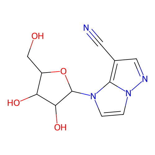 1-Pentofuranosyl-1H-imidazo[1,2-b]pyrazole-7-carbonitrile structure