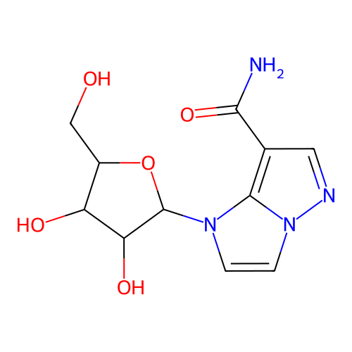 1-Pentofuranosyl-1H-imidazo[1,2-b]pyrazole-7-carboxamide structure