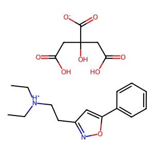 Isoxazole, 3-(2-(diethylamino)ethyl)-5-phenyl-, citrate (1:1) structure