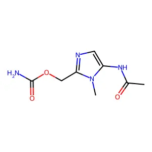 N-(2-(((Aminocarbonyl)oxy)methyl)-1-methyl-1H-imidazol-5-yl)acetamide structure