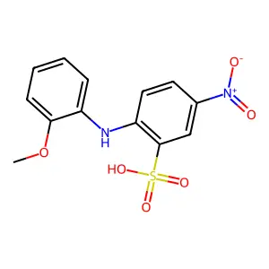 2-((2-Methoxyphenyl)amino)-5-nitrobenzenesulphonic acid structure