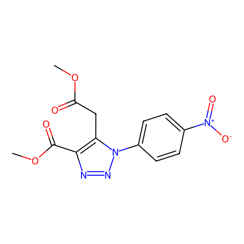 methyl 5-(2-methoxy-2-oxoethyl)-1-(4-nitrophenyl)-1H-1,2,3-triazole-4-carboxylate structure