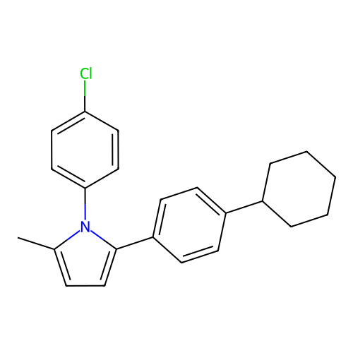 1H-Pyrrole, 1-(4-chlorophenyl)-2-(4-cyclohexylphenyl)-5-methyl- structure