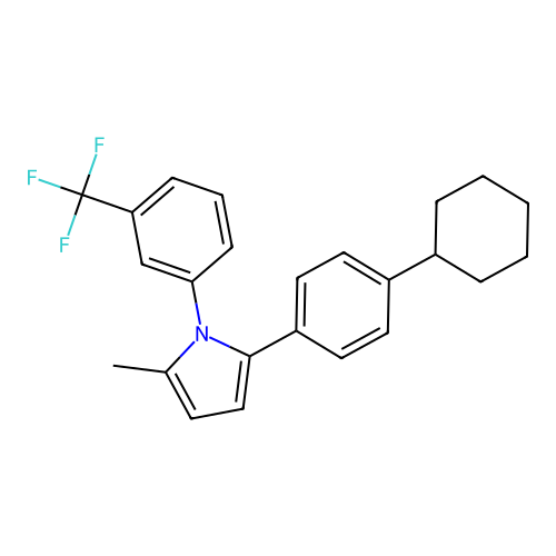 1H-Pyrrole, 2-(4-cyclohexylphenyl)-5-methyl-1-(3-(trifluoromethyl)phenyl)- structure