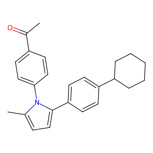 Ethanone, 1-(4-(2-(4-cyclohexylphenyl)-5-methyl-1H-pyrrol-1-yl)phenyl)- structure