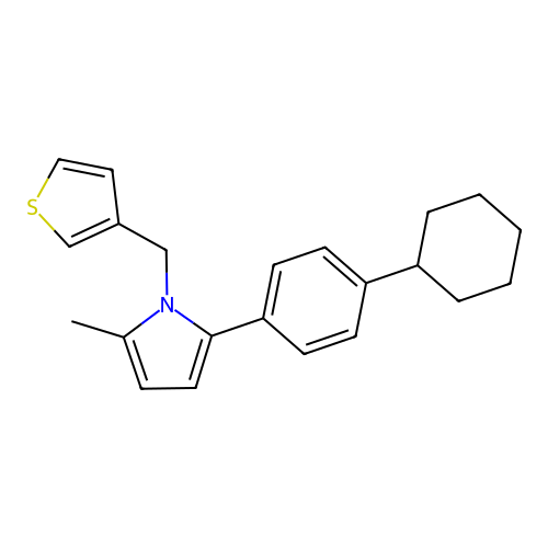 1H-Pyrrole, 2-(4-cyclohexylphenyl)-5-methyl-1-(3-thienylmethyl)- structure