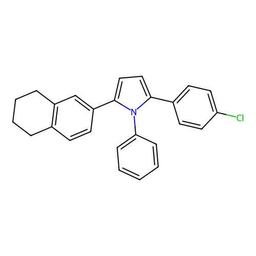 1H-Pyrrole, 2-(4-chlorophenyl)-1-phenyl-5-(5,6,7,8-tetrahydro-2-naphthalenyl)- structure