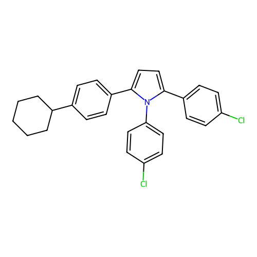 1H-Pyrrole, 1,2-bis(4-chlorophenyl)-5-(4-cyclohexylphenyl)- structure