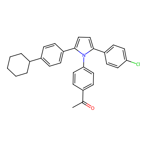 Ethanone, 1-(4-(2-(4-chlorophenyl)-5-(4-cyclohexylphenyl)-1H-pyrrol-1-yl)phenyl)- structure