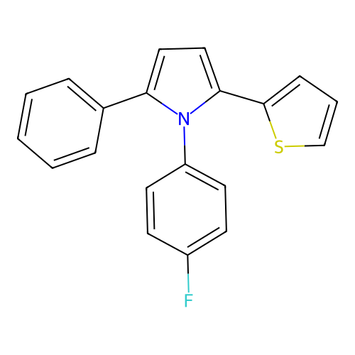 1H-Pyrrole, 1-(4-fluorophenyl)-2-phenyl-5-(2-thienyl)- structure