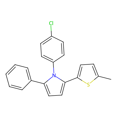 1H-Pyrrole, 1-(4-chlorophenyl)-2-(5-methyl-2-thienyl)-5-phenyl- structure