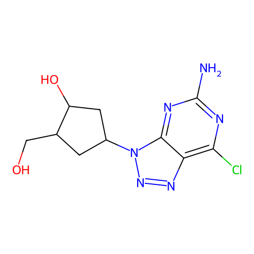 4-(5-amino-7-chlorotriazolo[4,5-d]pyrimidin-3-yl)-2-(hydroxymethyl)cyclopentan-1-ol structure